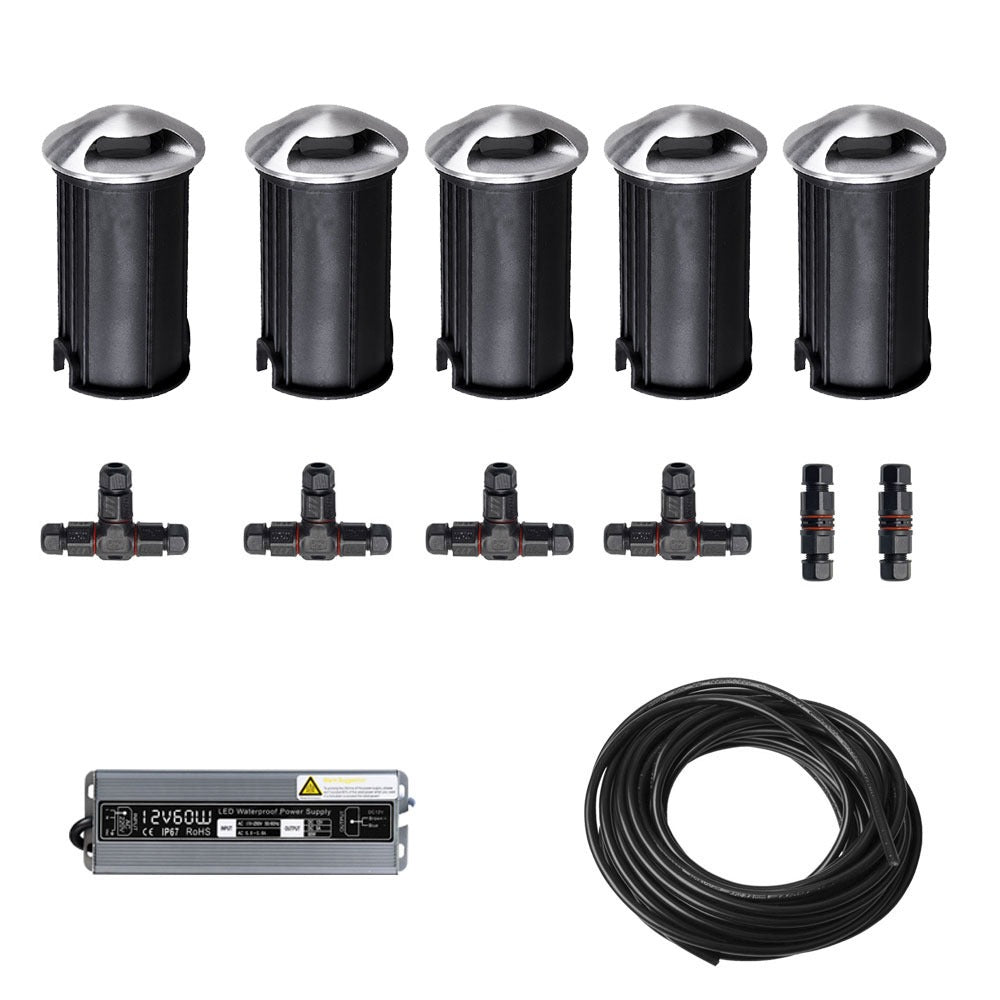 5x LED tuinpad spot - 12V - 2 kanten - 41mm - complete set 5x LED tuinpad spot - 12V - 2 kanten - 41mm - complete set